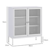 thumbnail of Aparador de 3 Niveles Mueble Aparador con Puertas de Malla y Estante Ajustable Mueble de Cocina Moderno para Sala de Estar Comedor 80x37x92 cm Blanco