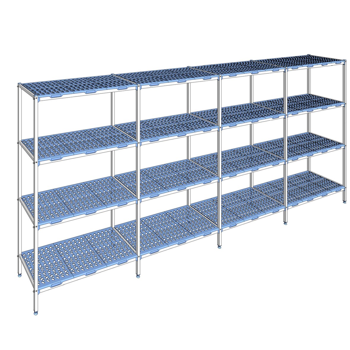 Tournus Equipement Rayonnage à clayettes amovible 4 niveaux aluminium 205 x 471.2 x 56 cm Tournus - PLP4712