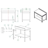thumbnail of Table de travail EASYLINE / avec étagère de base et rebord surélevé, 1200 x 700 mm