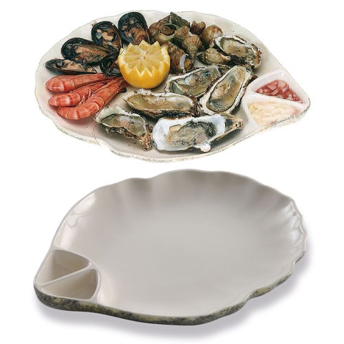 Assiette Huitre Coquillage Collection Fantaisie Multicolore 37 X 29 cm x 6 Mondo Déco