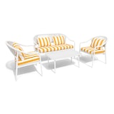 thumbnail of Now's Home - Salon de jardin en acier blanc tissu rayé blanc et bouton d'or positano