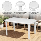 thumbnail of Tavolo in Plastica Rettangolare Bianco Cucina Soggiorno 140x85x75cm