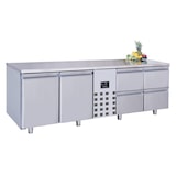 thumbnail of Gastro Edelstahl Kühltisch Kühltheke -2/+8°C 2 Türen 4 Schubladen 2x1/1GN