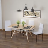 thumbnail of Pack de 4 sillas de comedor tapizadas en lino sillas de cocina modernas con respaldo alto y patas de metal carga 120 kg para salón 41x50x97 cm blanco