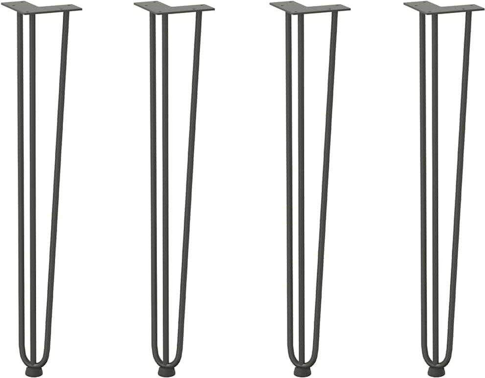 Helloshop26 - Set mit 4 Haarnadelbeinen für einen 72 cm Konsolentisch modernes Design matte Oberfläche massiver anthrazitfarbener 02_0056745