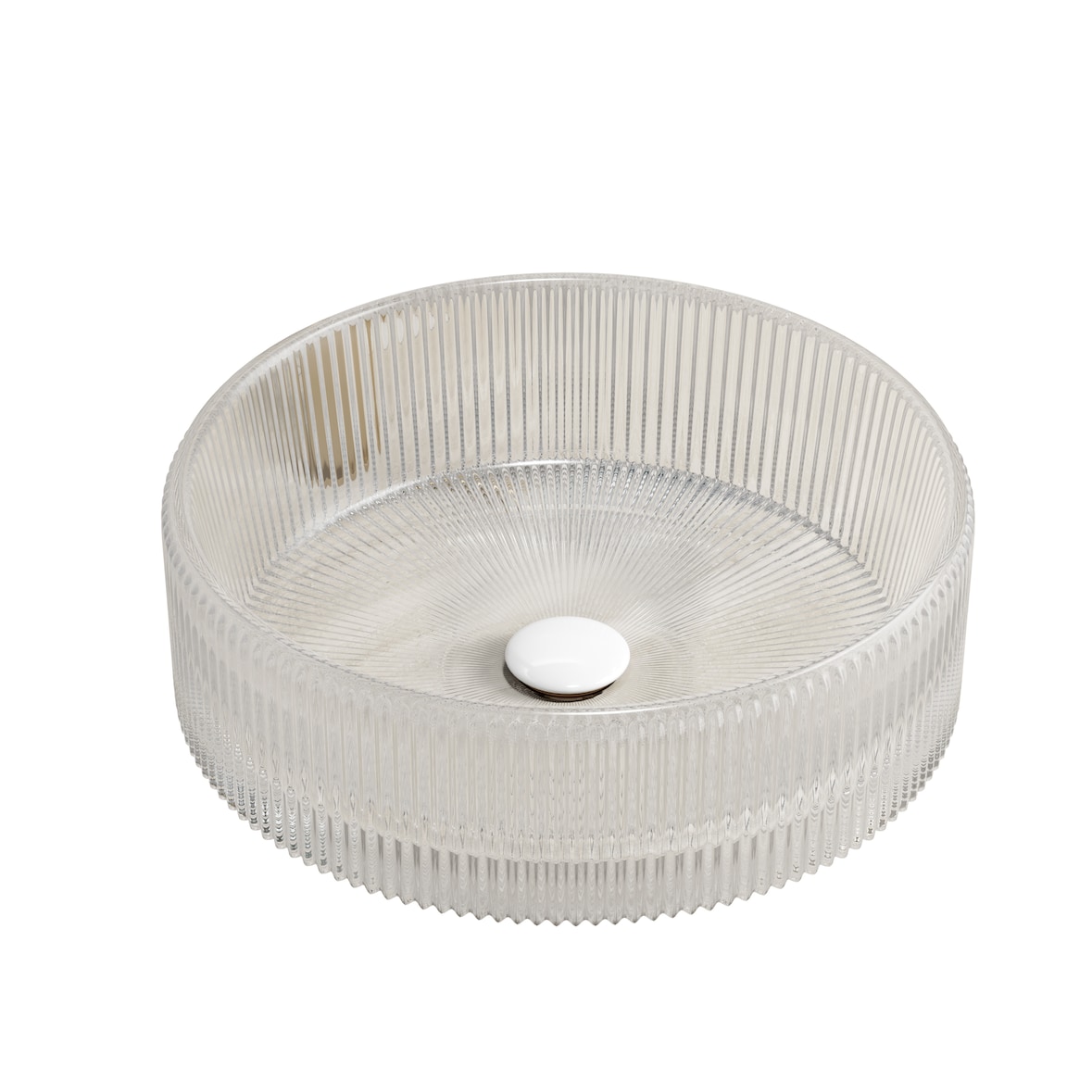 Rundes Waschbecken 36cm Kristallglas Transparent, Künstlerische Streifen, Modernes Design, Pflegeleicht, Badezimmer Aufsatzbecken