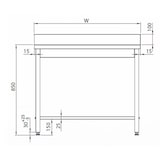 thumbnail of Gasfrit- mesa de trabalho em aço inoxidável 2 prateleiras profissional industrial 2500  x 600 x 850
