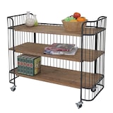 thumbnail of Carrello HWC-A43, carrello di servizio, legno massiccio di abete vintage 84x98x36cm