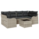 thumbnail of vidaXL 7-teiliges Garten-Sofaset mit Kissen in Hellgrau Poly Rattan