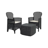 thumbnail of Dmora Set salotto da esterno Napoli, Set da giardino con 2 poltrone ed 1 tavolino contenitore, Salottino effetto rattan, 100% Made in Italy, Antracite