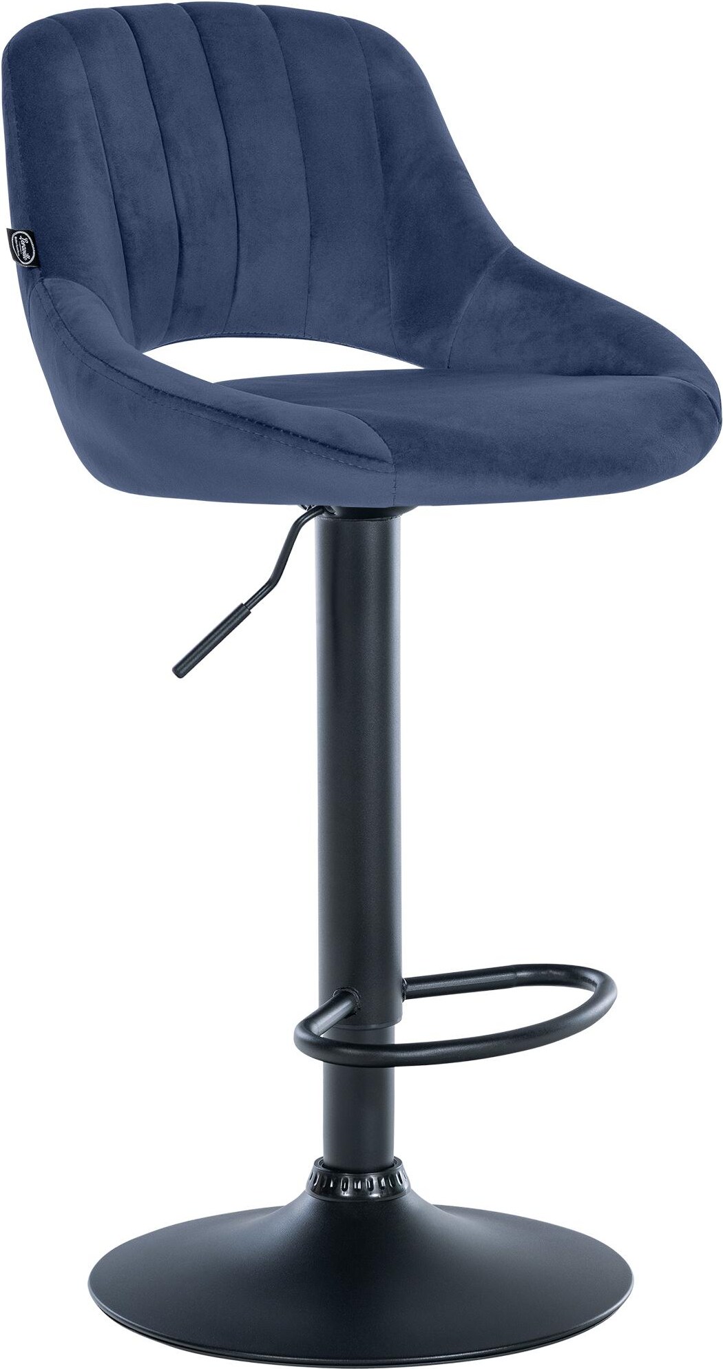 CHEFGASTRO Barhocker NIAGARA Samt Schwarz HxBxT 85x47x48cm Samt Blau Barstuhl