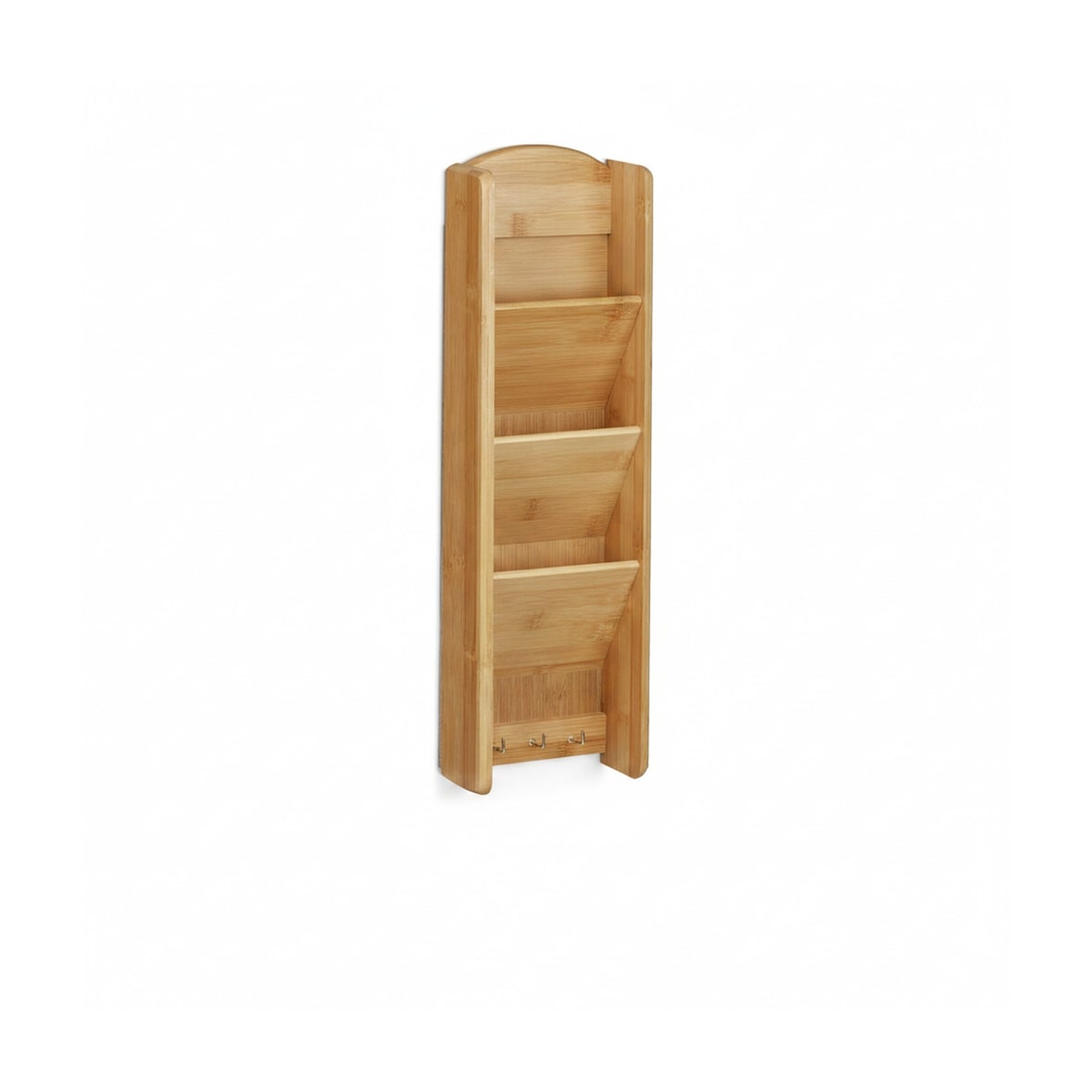 Relaxdays Schlüsselbrett mit Ablage Bambus, 3 Fächer, 3 Schlüssel, Wandorganizer, H x B x T:  7,5 x 15 x 49,5, Holz, natur