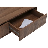 thumbnail of Mesa de centro HWC-O33, mesa para sofá, mesa de apoio para sala de estar, 2 gavetas, 2 compartimentos, melamina 40x120x60cm ~ castanho