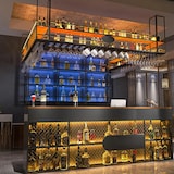 thumbnail of Bartheke, Empfangstheke, Metall-Holz-Bar, Kassenbereich, ideal für Bars, Restaurants und Geschäfte 160×50×100cm 【TWWW 160 ZJ60】