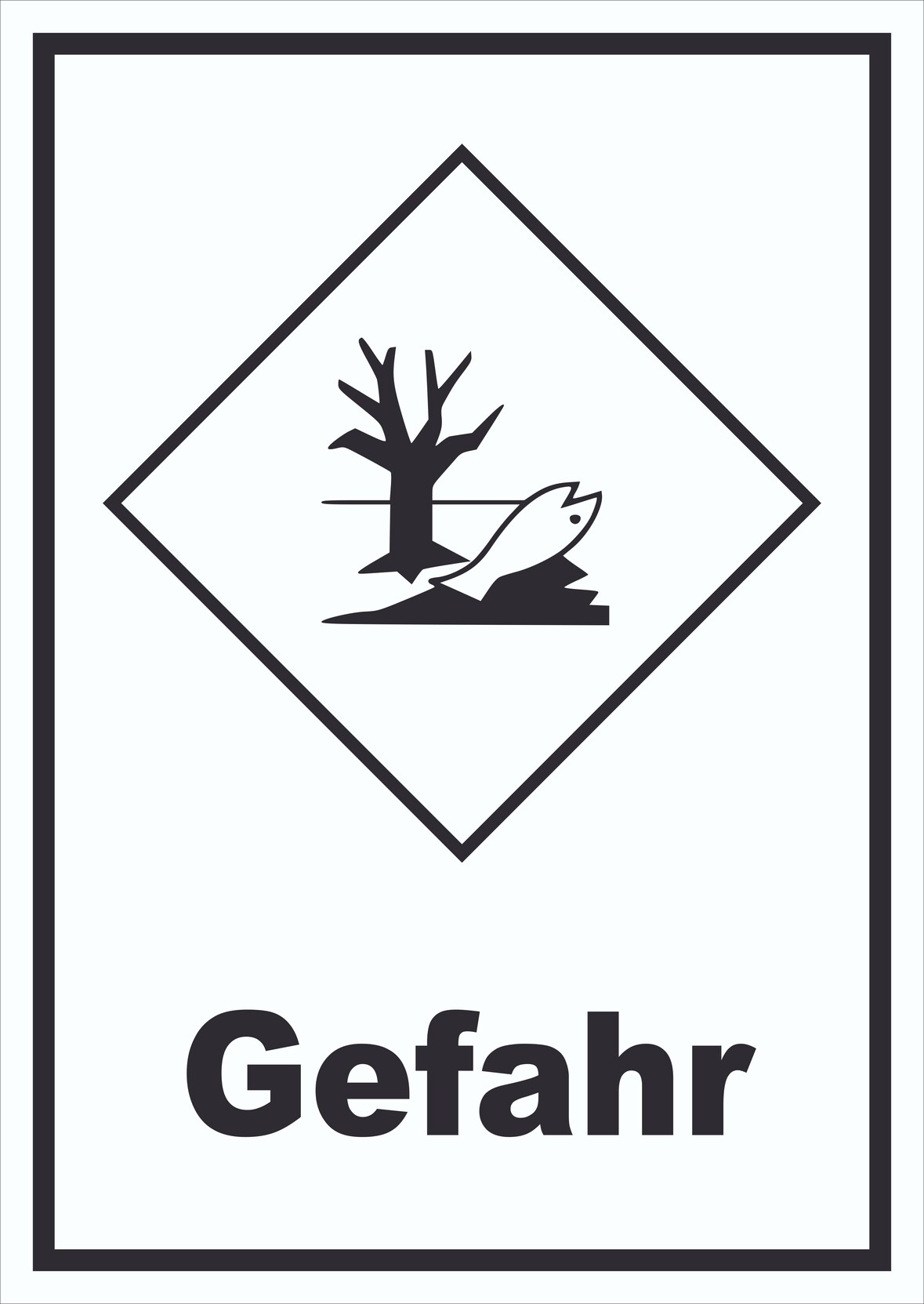 Schild Kenn­zeichen Umwelt­gefähr­dend Gefahr Fisch Wasser Baum hochkant A0 (841x1189mm)