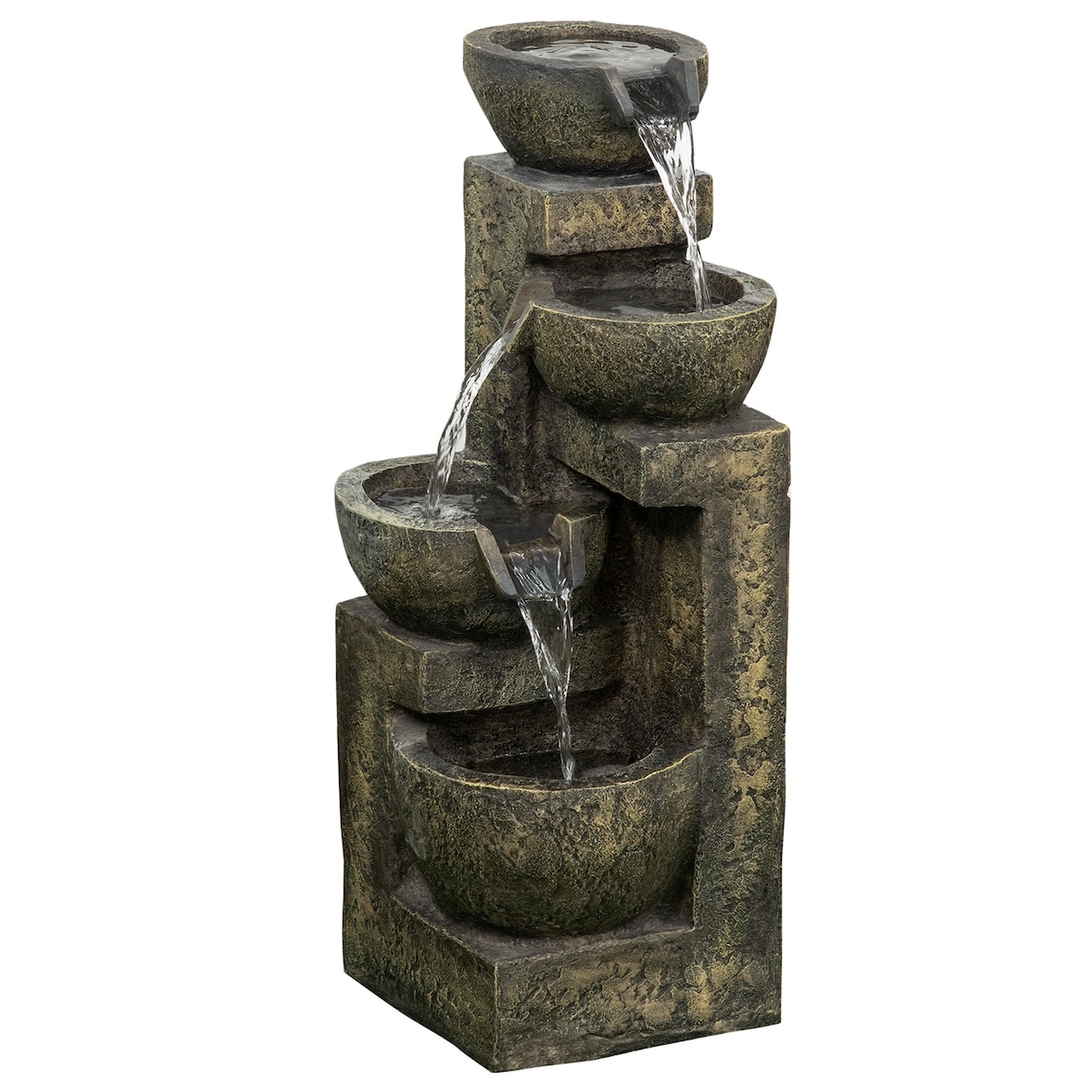 Fonte de Jardim 5W Fonte de Água em Cascata de 4 Níveis com Bomba de Água e Saída de Água Ajustável 25x24x60 cm Multicolor