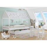 thumbnail of Weißes Himmelbett m Himmel u Fallschutz Kinderbett Hausbett 90x200 Massivholz Einzelbett weiteres Zubehör wählbar V-60.58-09W  Rollrost inkl.