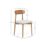 thumbnail of Chaise en bois massif naturel avec assise confortable en tissu chiné gris clair – Design moderne et élégant