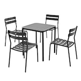 thumbnail of Table de terrasse carrée (70 x 70cm) et 4 chaises noir