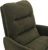 thumbnail of 6er-Set Esszimmerstuhl HWC-G66, Küchenstuhl, drehbar Auto-Position Stoff/Textil Bouclé MVG ~ grün, mit Armlehne