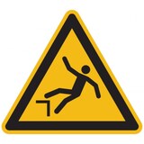 thumbnail of Warnschild, Warnung vor Absturzgefahr W008 - ASR A1.3 (DIN EN ISO 7010) - 100 mm Folie selbstklebend