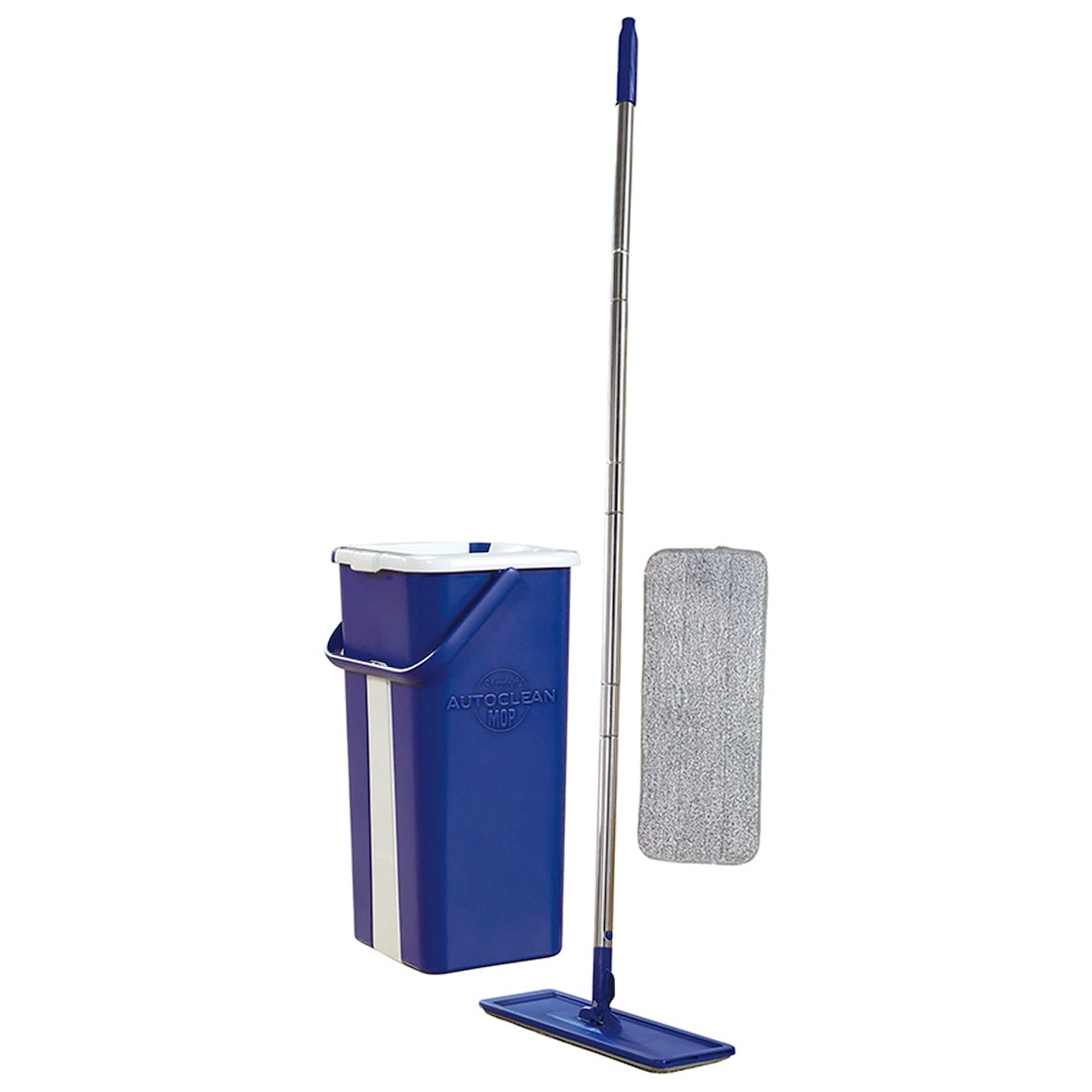 Starlyf Autoclean Mop, Wischmopp Set, Eimer, Bodenwischer, selbstreinigendes Wischsystem, Doppelkammereimer, 2,7 Liter, blau