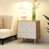 thumbnail of HOMCOM cómoda de 4 cajones cómoda para dormitorio con tiradores de madera cajonera estrecha para salón pasillo 60x35x65 cm roble y blanco