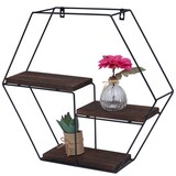 thumbnail of Scaffale a muro HWC-K76, Scaffale sospeso Scaffale galleggiante, 3 ripiani Metallo massiccio Industrial 43x49x11cm ~ marrone scuro