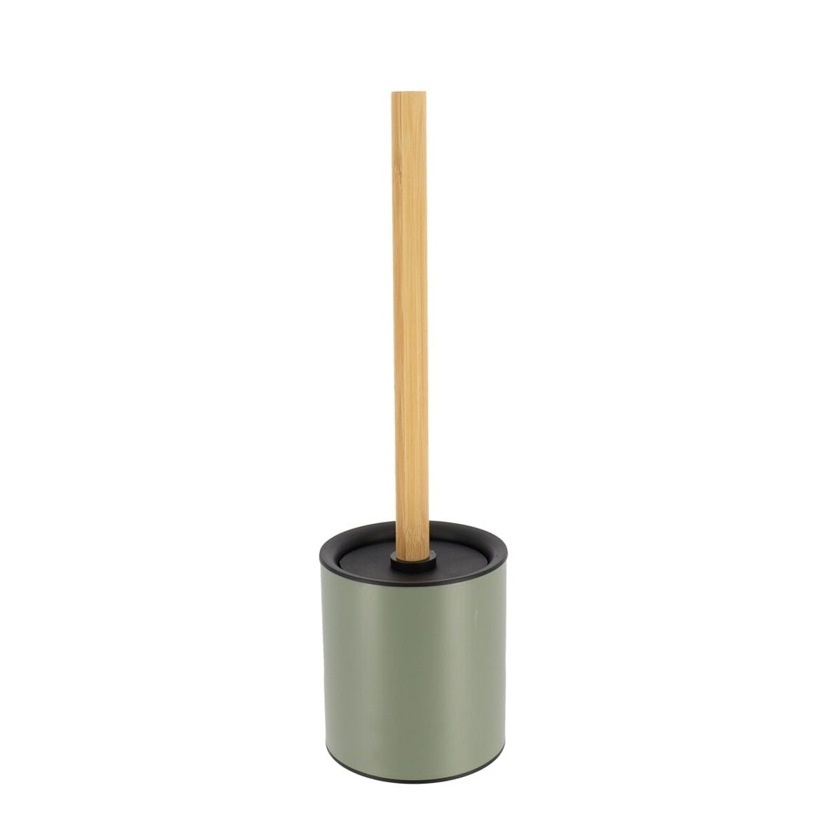 Brosse WC avec support en métal Vert Kaki et manche en Bambou