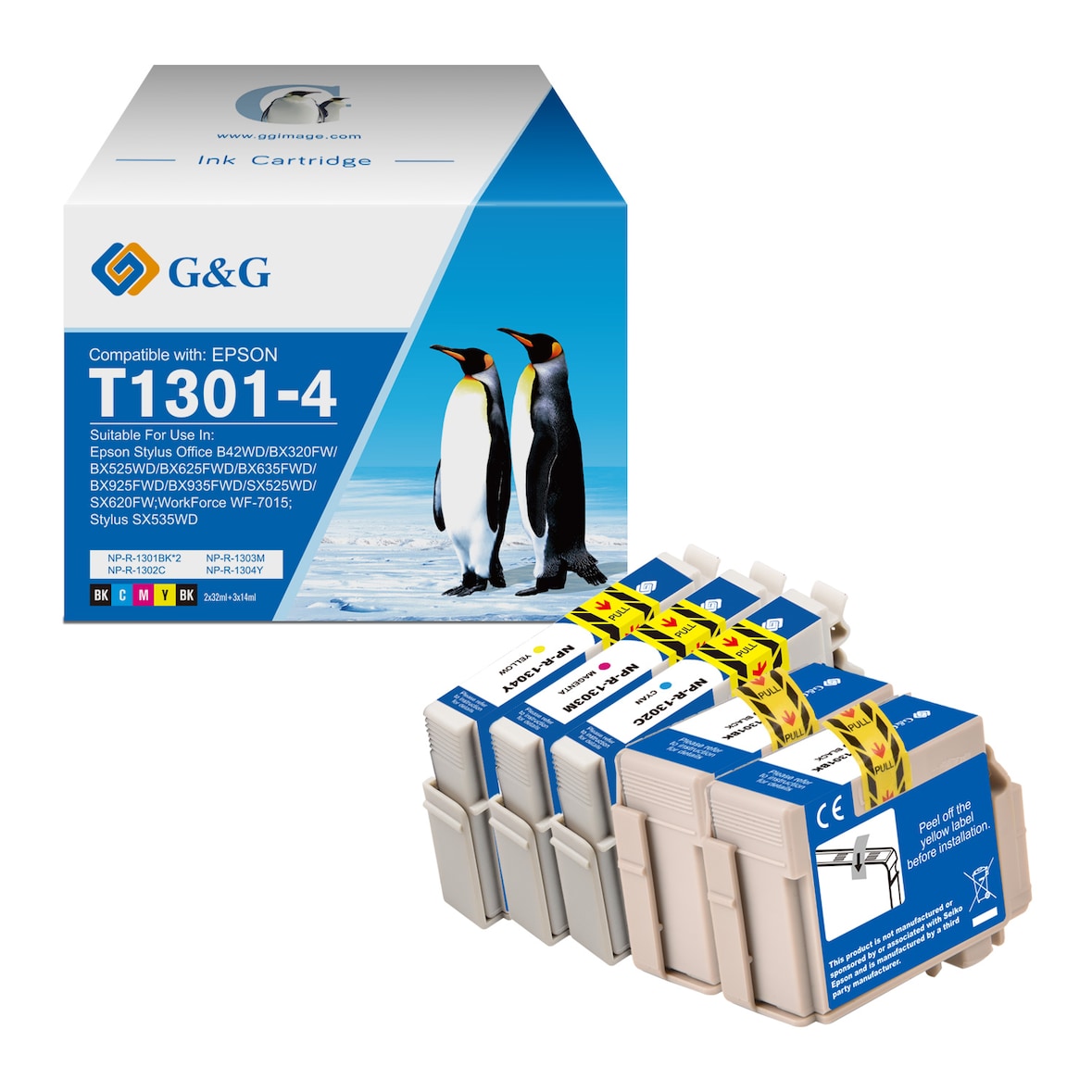 G&G Epson T1301*2/1302/1303/1304 inktcartridges - 5packs