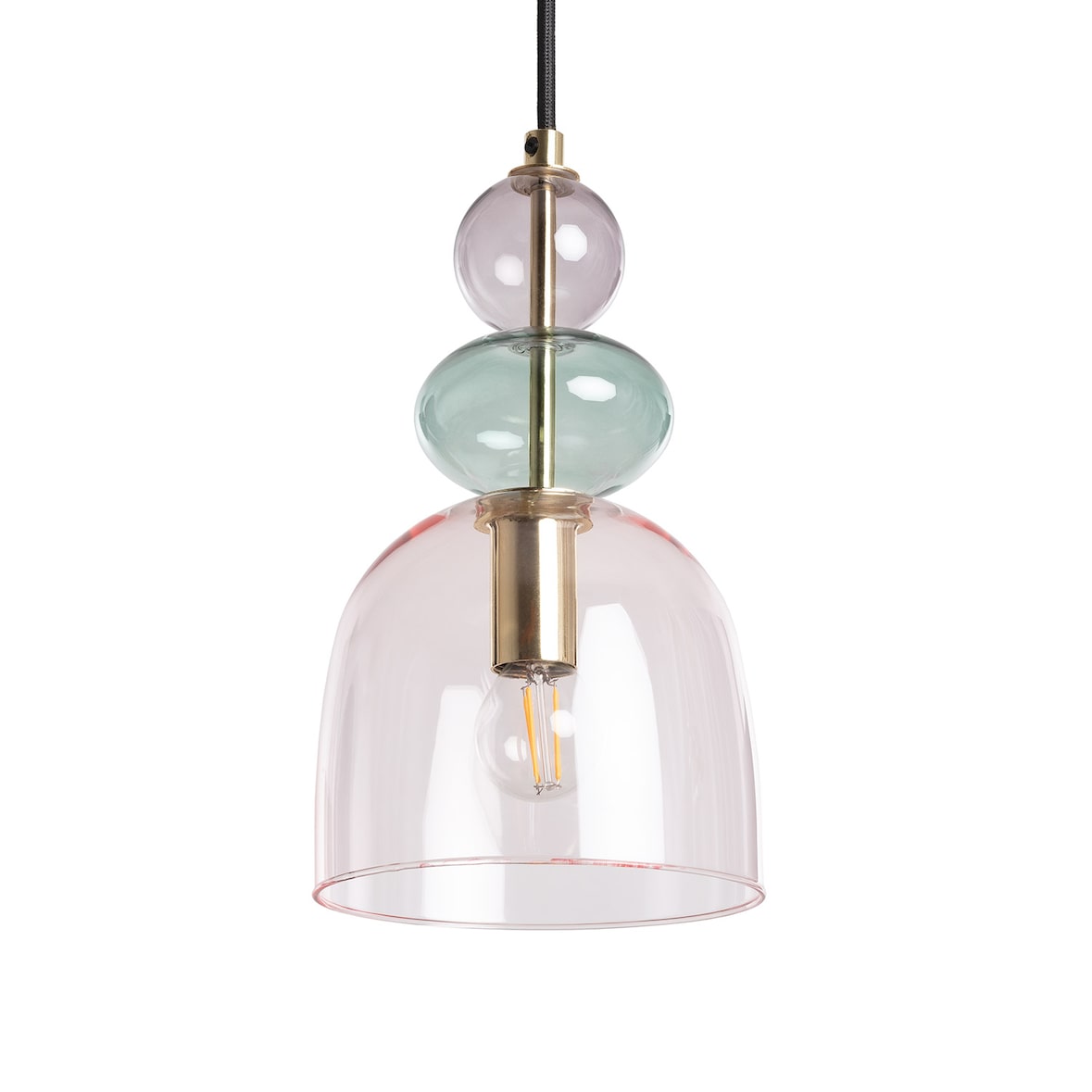 Ledkia Lámpara Colgante Metal y Cristal Baudelaire Rosa