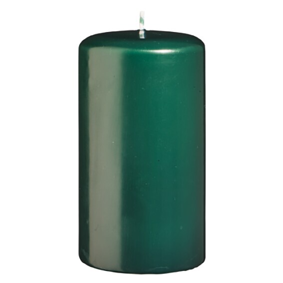 Flachkopf-Stumpenkerzen Dunkelgrün 70 x Ø 70 mm, 12 Stück