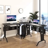 thumbnail of Scrivania Gaming Angolare Salvaspazio Ripiano Tastiera Estraibile Nera