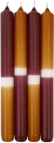 Leuchterkerzen Dip Dye Kerzen Bordeaux/Cognac, 250 x Ø 23 mm, 4 Stück