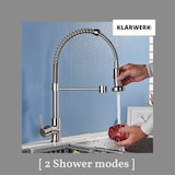 thumbnail of Bernd | Gastronomie Silber gebürstet  Armatur mit Feder | Edelstahl Wasserhahn Küche Boiler | Mischbatterie 360° drehbar | Niederdruck 3 Anschlüsse