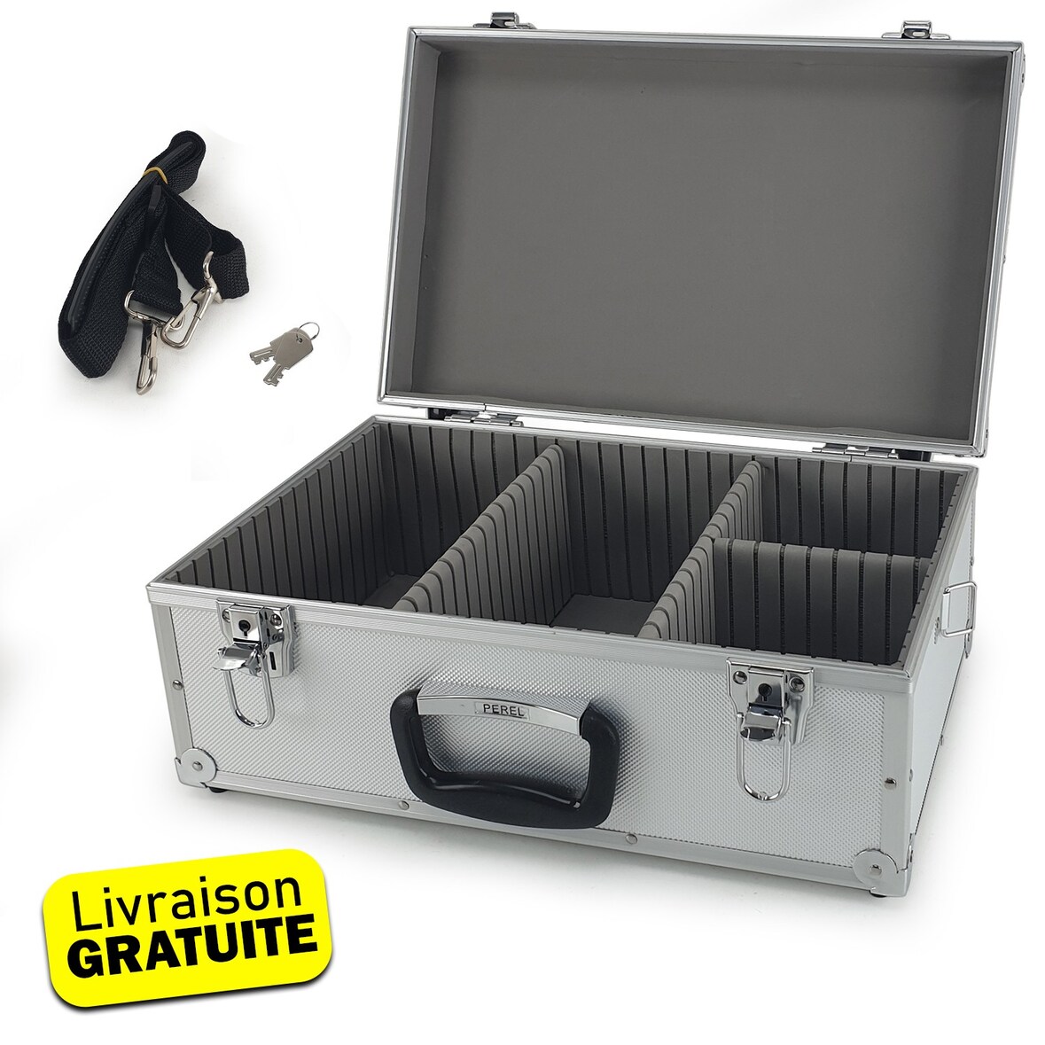 Coffret valise pour 60 Cd - Flight case modulable - 424 x 265 x 173 mm