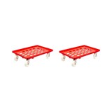 thumbnail of PROREGAL 2x Transportroller für Euroboxen 60x40cm mit Kunststoffräder rot | Gitter/Rasterdeck | 4 Lenkrollen | Traglast 300kg