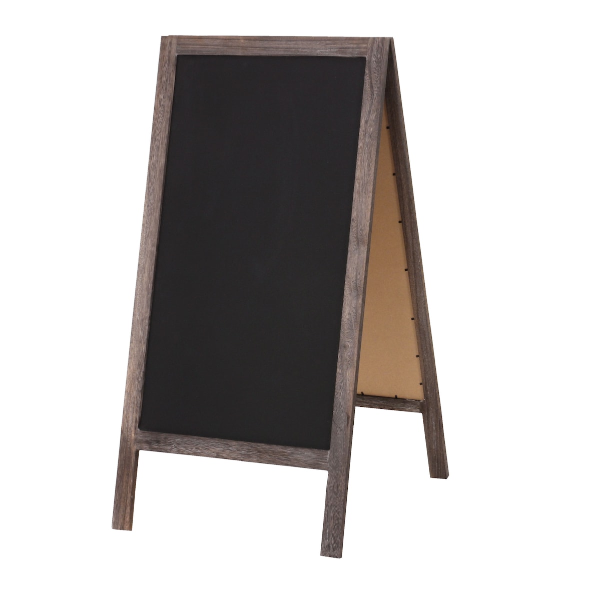 XL reclamebord HWC-C17, staand krijtbord klantstopper, 2 schrijfvlakken opvouwbaar, 100x50cm ~ bruin shabby