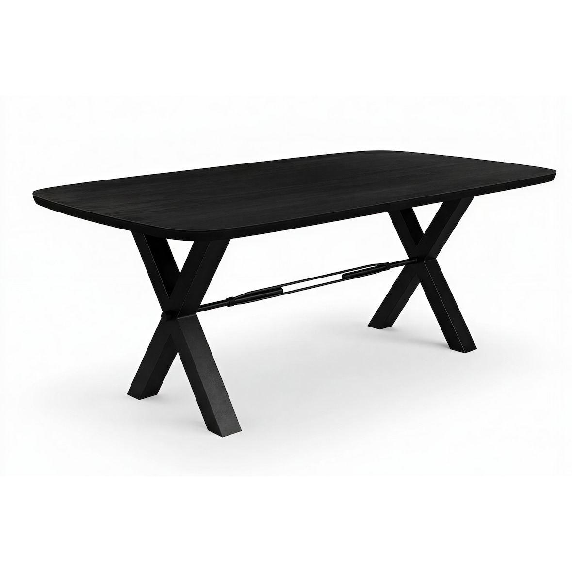 SIT Möbel Esstisch 240x100 cm | 30 mm Platte Mango schwarz | X-Stahlgestell antikschwarz | B 240 x T 100 x H 76 cm | 16149-11 | Serie TABLES & CO