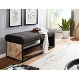 thumbnail of Sitzbank Stoff Schwarz 105x40x40 cm Flur Polsterbank mit Metallgestell, Design Bettbank Schlafzimmer, Flurbank