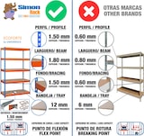 thumbnail of SimonRack Estantería Industrial, 2000x1800x750 mm, 400 kg de Punto Flexión, 5 Estantes Madera, Estantería Garaje, Azul/Naranja/Madera - Ecoforte