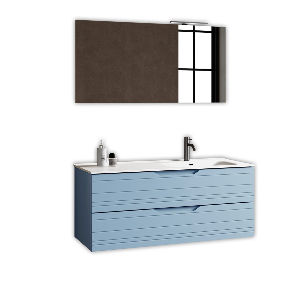 AQA Design Composizione da bagno in MDF vasca DX 4 pezzi SOLMIRA azzurro tiffany L.121 P.46,5 H.190 MPSO41-TIF