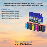 thumbnail of Kompatibel 5er Set Epson Kiwi, T02G7, 202XL, C13T02G74010 Druckerpatronen Tinte von D&C