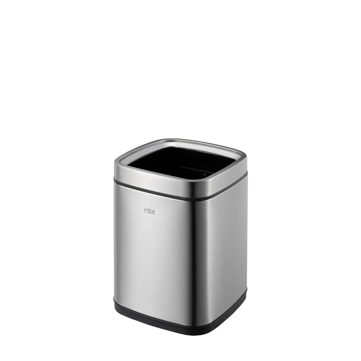 PROREGAL Quadratischer Abfalleimer aus mattem Edelstahl mit offenem Einwurf | 9 Liter, HxBxT 33,8x24x24cm | Silber