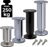 thumbnail of 4er SET Möbelfüße Sofafuß Möbelbeine ALUMINIUM gebürstet Höhe 18 cm 38 mm stabile Ausführung Sofa