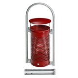 thumbnail of PROREGAL Abfallsammler mit Rohrbogenständer | zum Einbetonieren | 60/70 Liter, HxBxT 116,5x58x38cm | Verzinkter Stahl | Rot | Mülleimer Abfalleimer