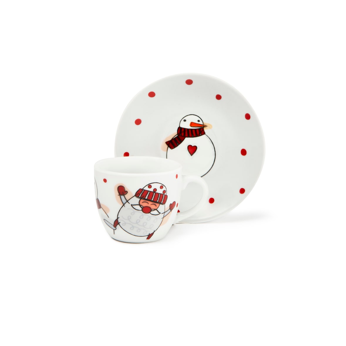 Excelsa set 6 tazze caffè con piattini Snowman porcellana 9 cl multicolore