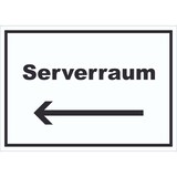 thumbnail of Serverraum Schild mit Text und Richtungspfeil links Computer IT PC waagerecht A2 Rückseite selbstklebend