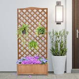 thumbnail of Outsunny Jardinera con Enrejado de Madera Maciza Arriate Macetero con Soporte para Trepadora Cultivos Plantas Flores para Terraza 76x36x170 cm