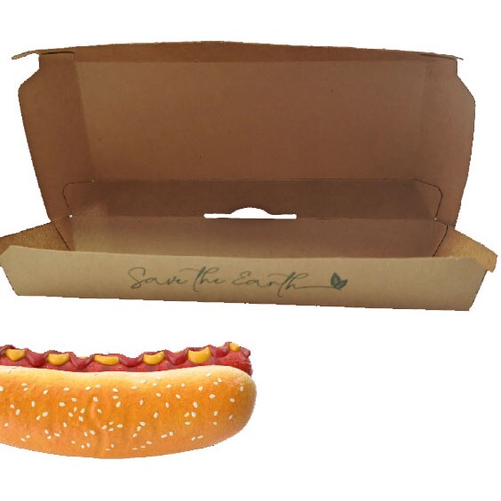 HOSTELBIO Caja cartón kraft hot dog perritos XXL | 200 unidades